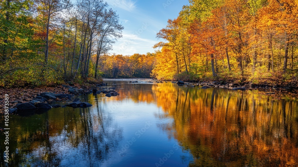 Autumn Forest Reflected in Still Water