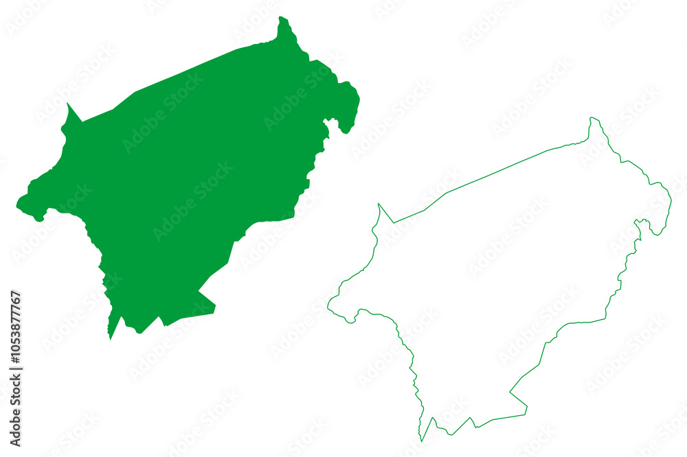 Fototapeta premium Jaguarari municipality (Bahia state, Municipalities of Brazil, Federative Republic of Brazil) map vector illustration, scribble sketch Jaguarari map