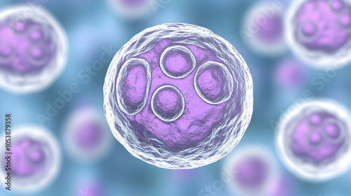 Microscopic view of Toxoplasma gondii tachyzoites, parasite, protozoa, protozoan, microorganism, cell photo