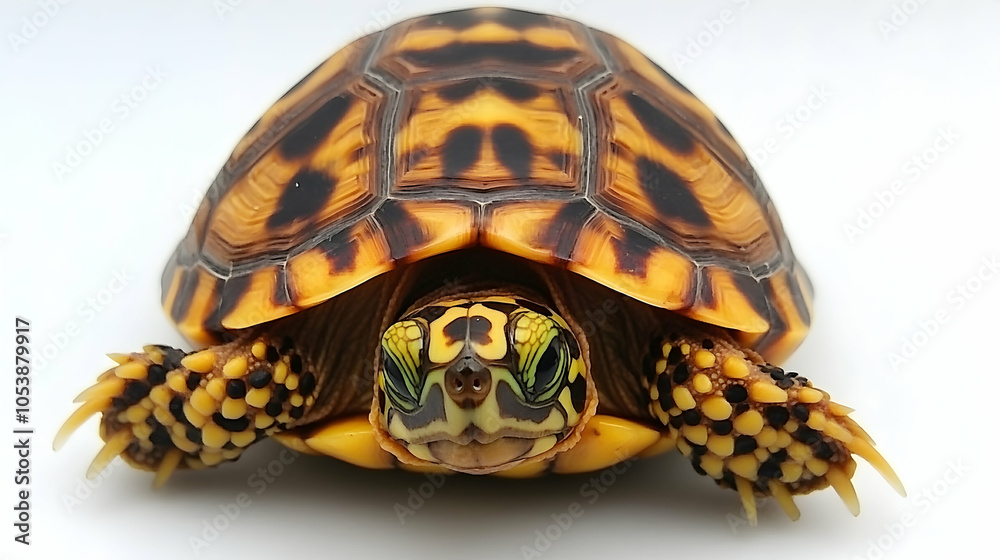 Fototapeta premium Close-up of a Yellow-footed Tortoise, turtle, reptile, pet, shell, carapace