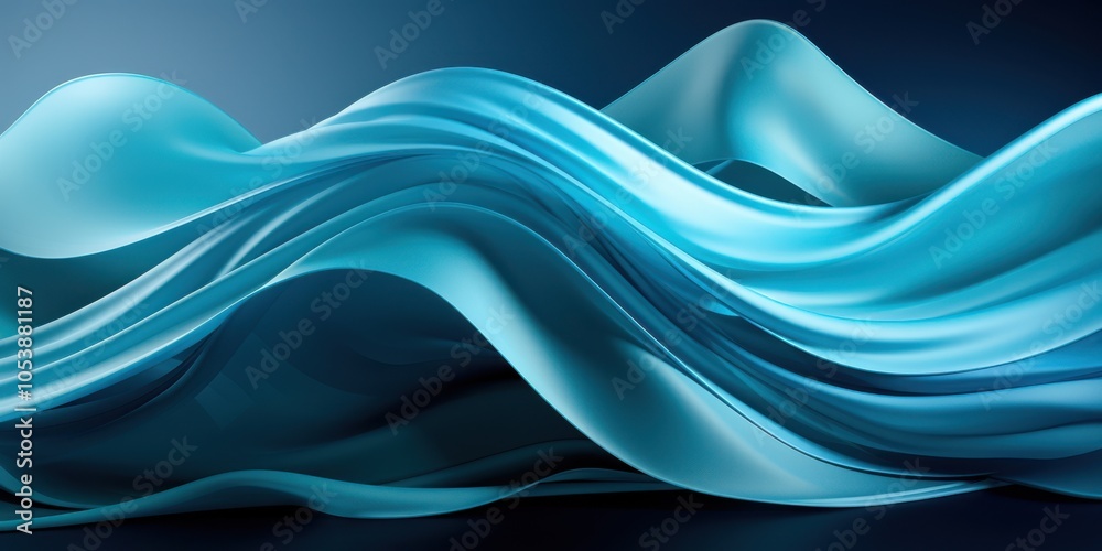 Fototapeta premium Abstract blue waves flowing and swirling in a minimalist digital art style.
