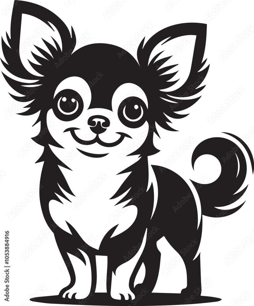 Fototapeta premium Design a clean, black-and-white chihuahua vector silhouette