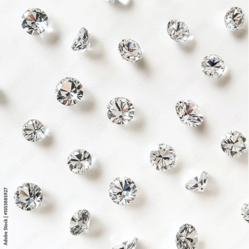 Seamless pattern of diamonds on white background. Flat lay, top view. Seamless pattern of diamonds on white background. Flat lay, top view.