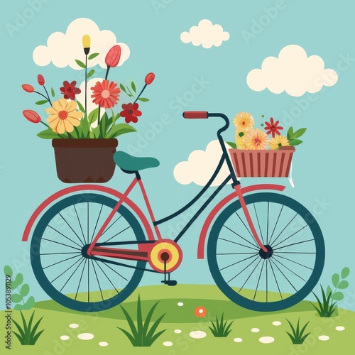 Beautiful Artistic Representation of create a charming illustration of a vintage bicycl (2) . photo