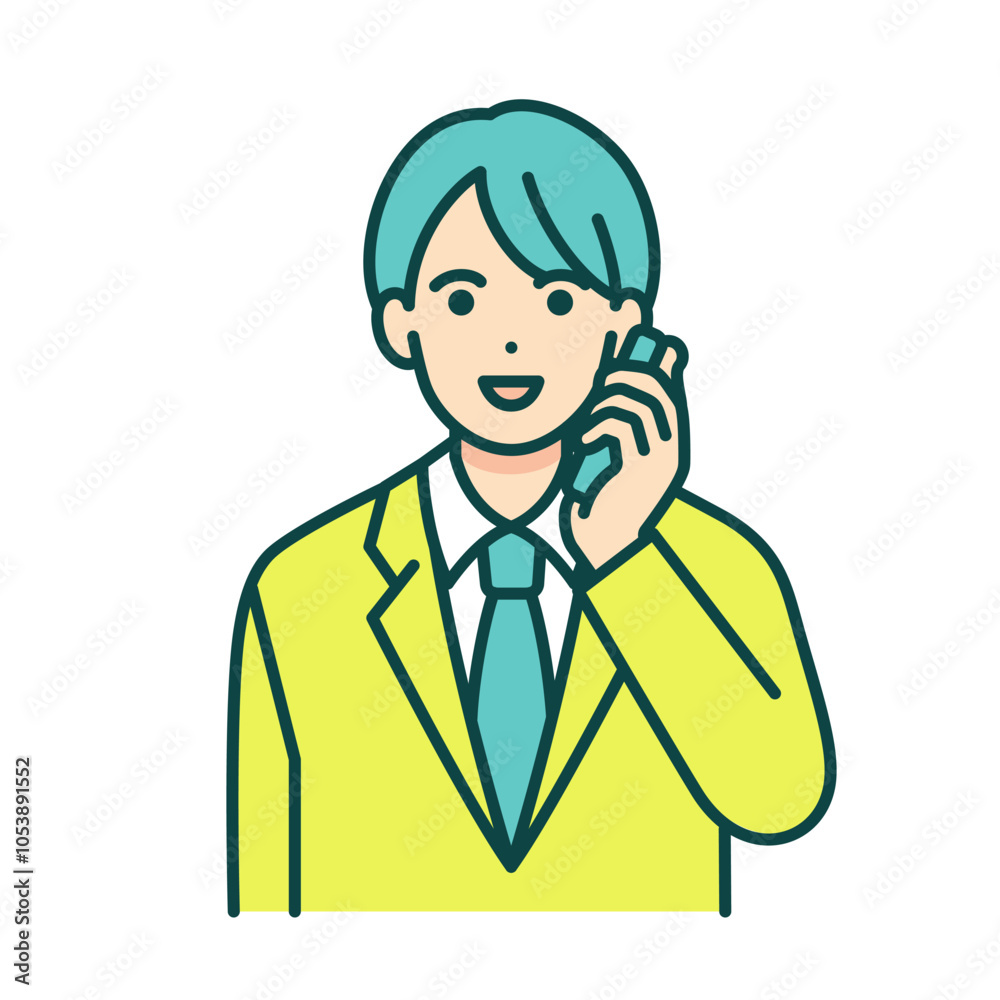 制服姿の男子高生がスマートフォンを手に持つ。かわいい男の子のベクターイラスト素材。 制服姿の男子高生がスマートフォンを手に持つ。かわいい男の子のベクターイラスト素材。