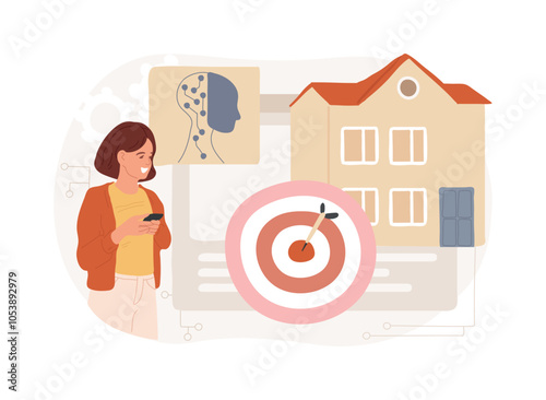 AI-Supported Real Estate Marketing abstract concept vector illustration.