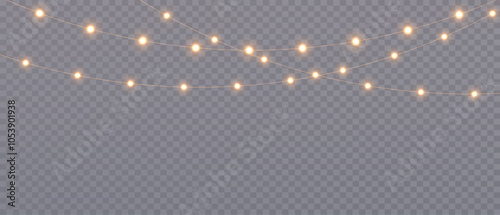 Vector Christmas lights on a transparent background. Christmas light PNG. Set of Christmas glowing garlands. For advertising invitations, web banners, postcards. Vector. Christmas decoration, LED lam	