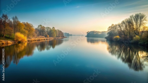 River flowing peacefully through lush green landscape