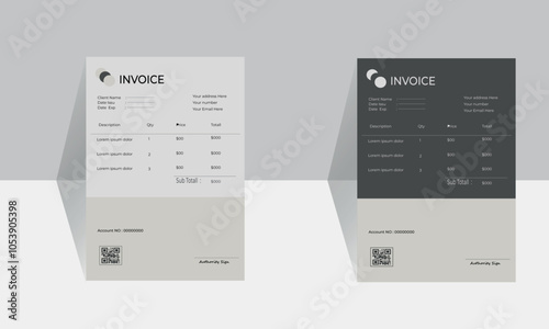 Invoice Design Template. Clean invoice template design. Simple Invoice Layout.