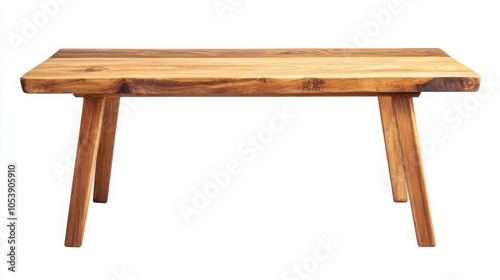 A rustic wooden table with four sturdy legs, showcasing natural grain patterns, ideal for dining or decorative purposes.