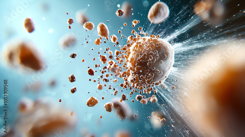 Dynamic digital rendering illustrating the destruction of kidney stones through advanced medical visualization techniques