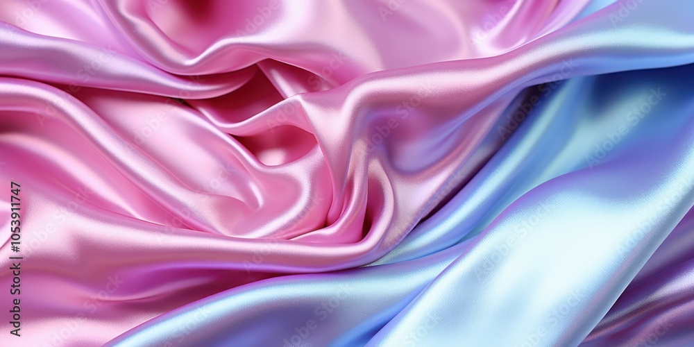 Obraz premium Abstract Drapery of Silky Pink and Blue Fabric with Shimmering Sheen