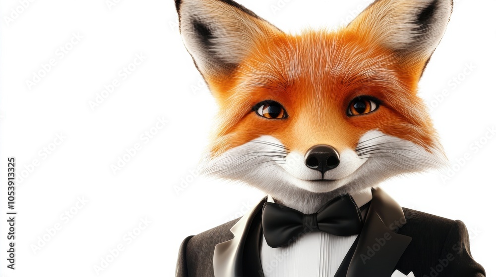 Fototapeta premium A fox is wearing a suit and tie and smiling