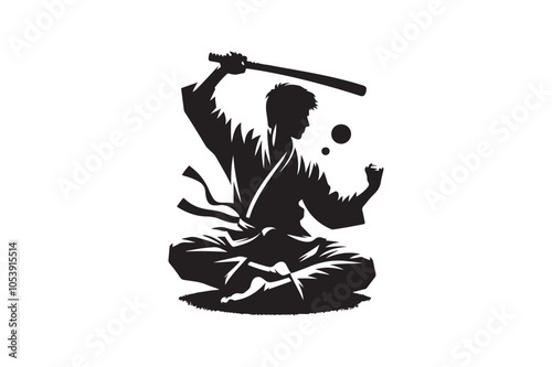 Karate silhouette vector illustration, Karate silhouette vector Bundle 