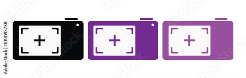Camera icon vector set isolated on white background.