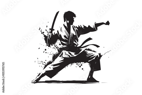 Karate silhouette vector illustration, Karate silhouette vector Bundle 
