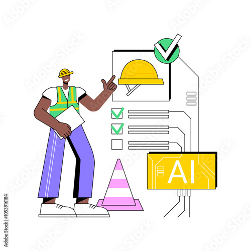 AI-Supported Workforce Safety abstract concept vector illustration.