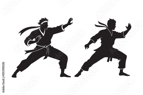 Karate silhouette vector illustration, Karate silhouette vector Bundle 