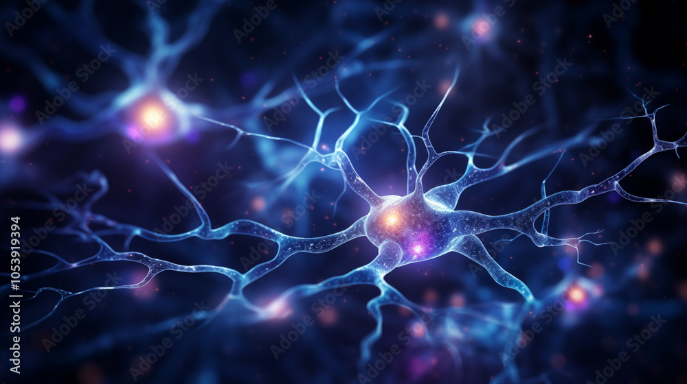 Obraz premium Digital Human Brain with Neuron and Synapse on background