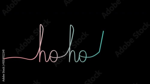 Ho-ho-ho handwriting text animation. Continuous line on black background.