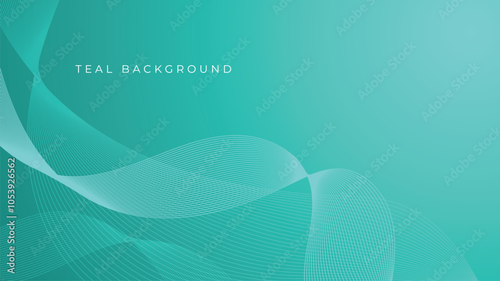 Wave abstract teal background with dynamic curve and ligth