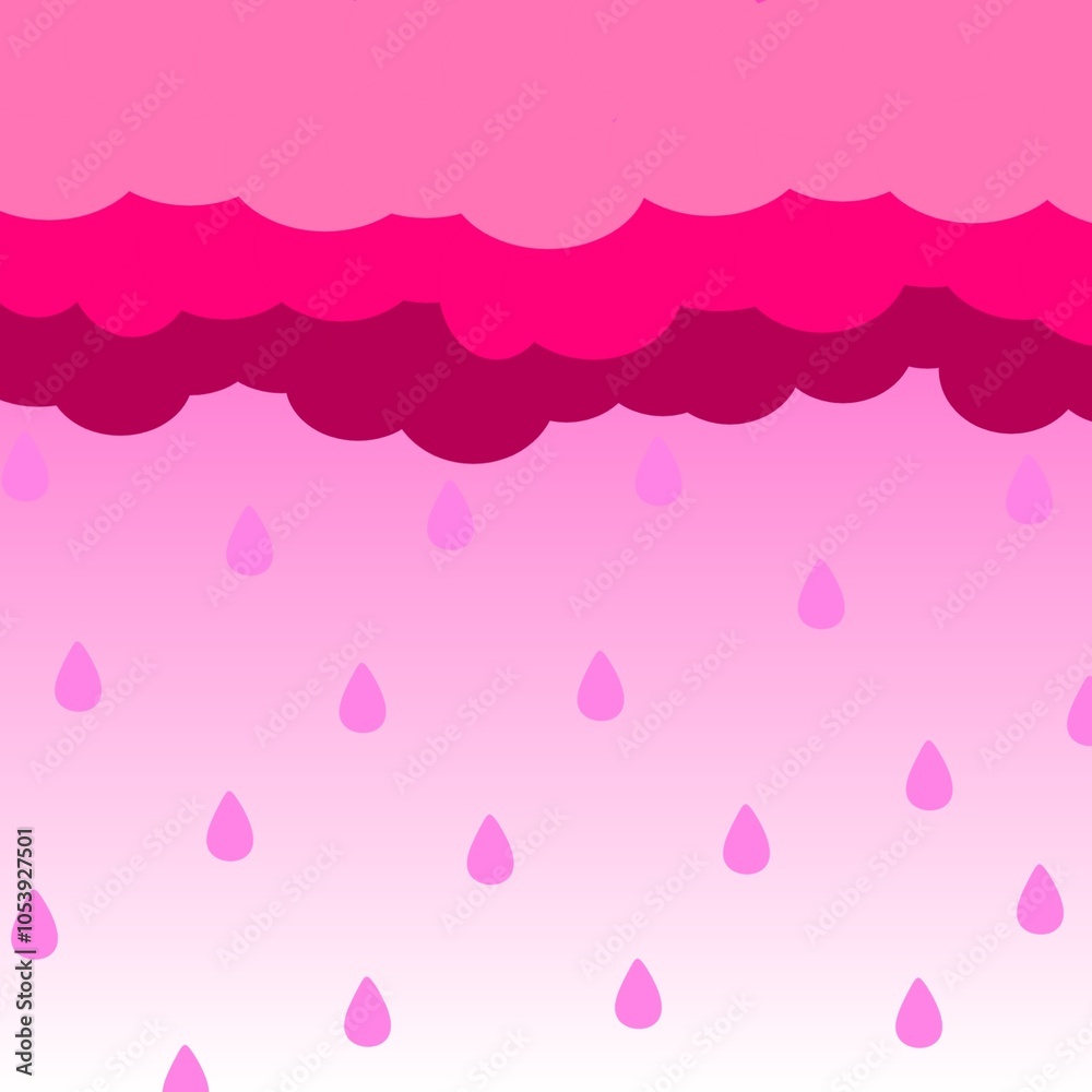Pink sky with clouds and rain drops. Rainy season Pink sky with clouds and rain drops. Rainy season
