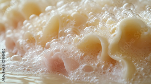 Soap closeup with bubbles and foam 