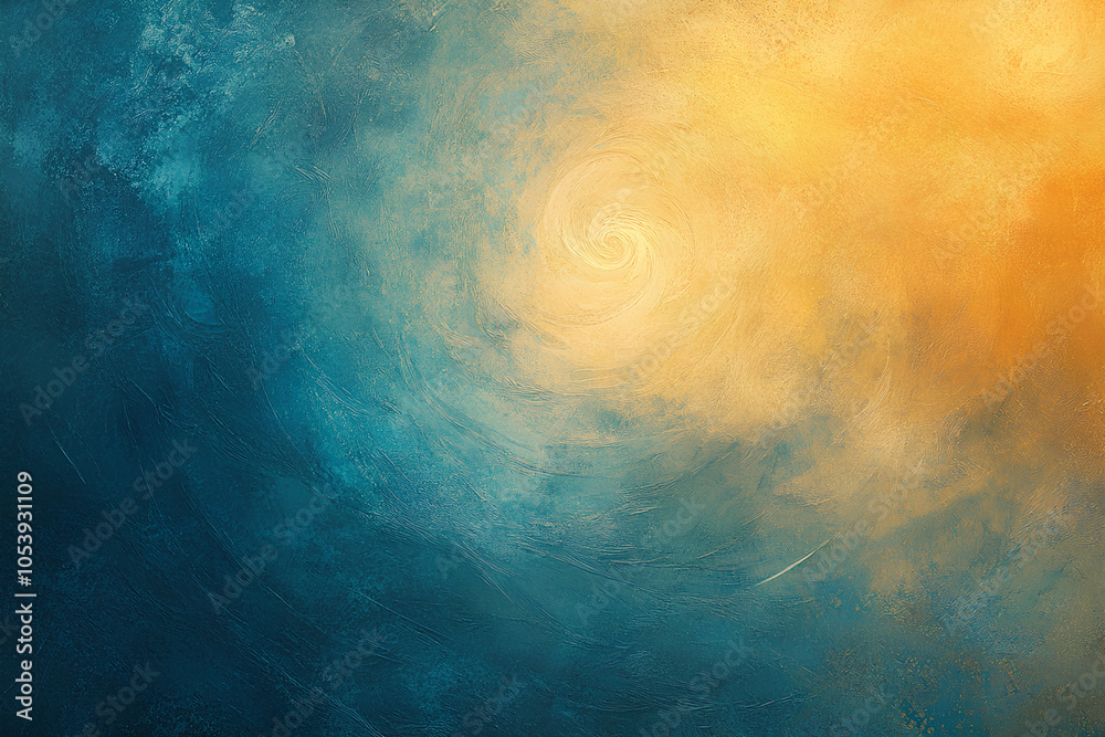 Fototapeta premium Artistic blue and yellow background with swirling grainy texture and subtle vintage feel in vibrant tones 