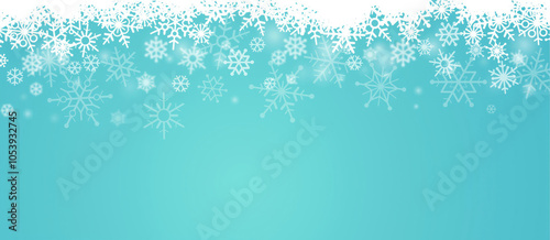 New year Christmas xmas holiday concept blue background with snowflakes. Template for greeting celebration card. Copy space for text.