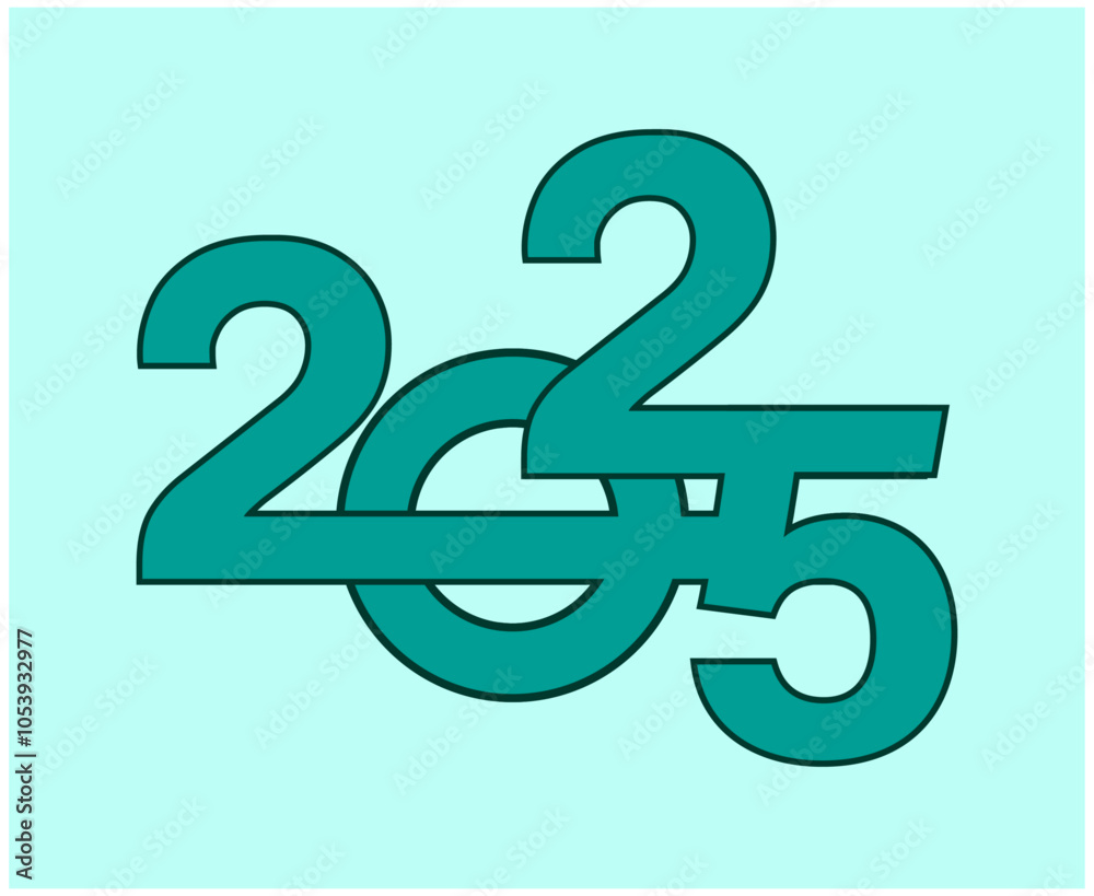 Happy New Year 2025 Design Cyan Number Vector Abstract Symbol Illustration Happy New Year 2025 Design Cyan Number Vector Abstract Symbol Illustration
