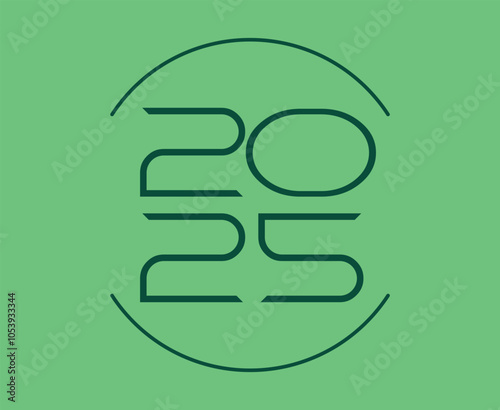 Happy New Year 2025 Design Green Number Vector Abstract Symbol Illustration photo