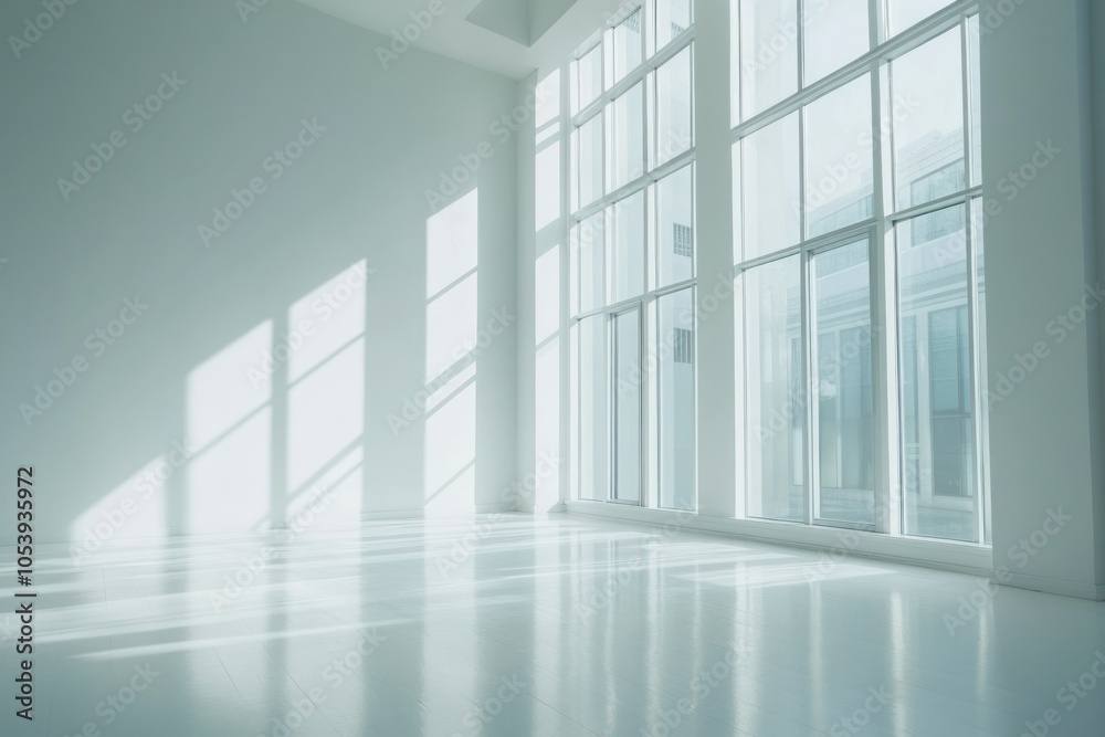 Fototapeta premium Bright Minimalist Interior with Sunlight Shadows