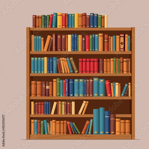 set of wooden book shelve with alot of books in it