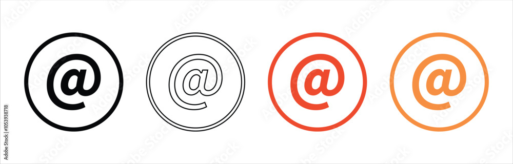 Arroba vector icon, @ icon sign, email address icon, at sign icon isolated on white background. Arroba vector icon, @ icon sign, email address icon, at sign icon isolated on white background.