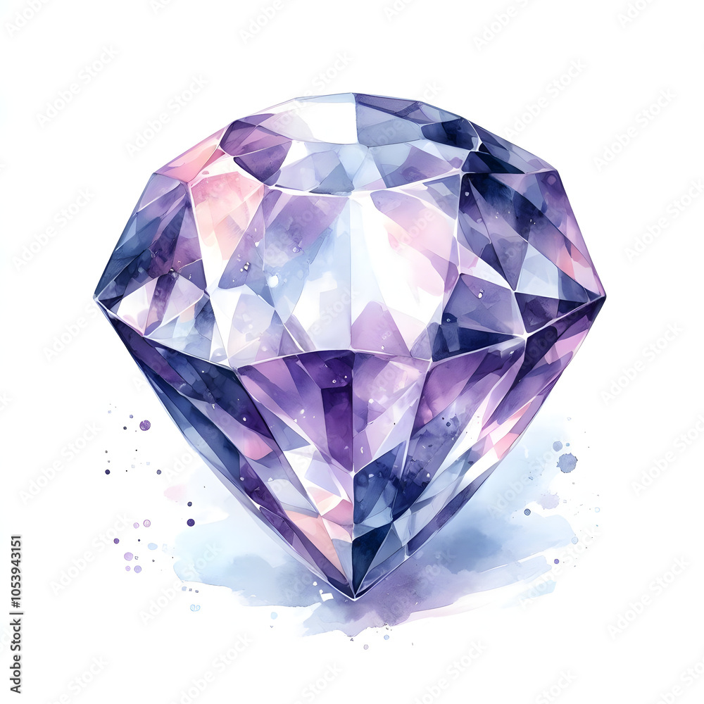 2월의 탄생석 자수정, 수채화 (February birthstone amethyst, water colour) 2월의 탄생석 자수정, 수채화 (February birthstone amethyst, water colour)