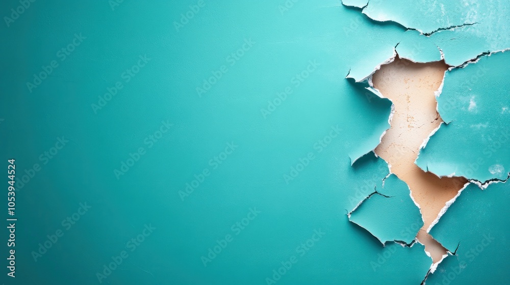 Close-up of cracked turquoise wall revealing underlying surface a study in texture and contrast Close-up of cracked turquoise wall revealing underlying surface a study in texture and contrast