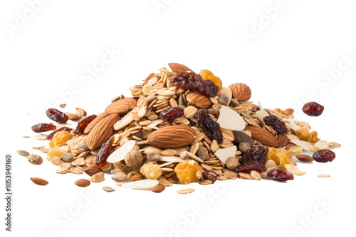 Oat granola, crunchy muesli on transparent background