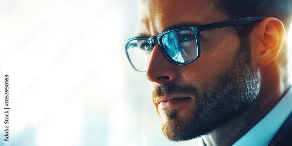 Polished Executive Smiling Brightly in Contemporary Office Setting