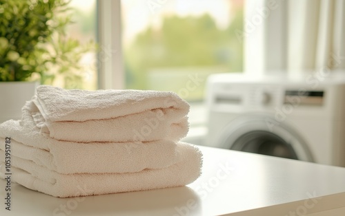 Folded Towels Laundry. photo