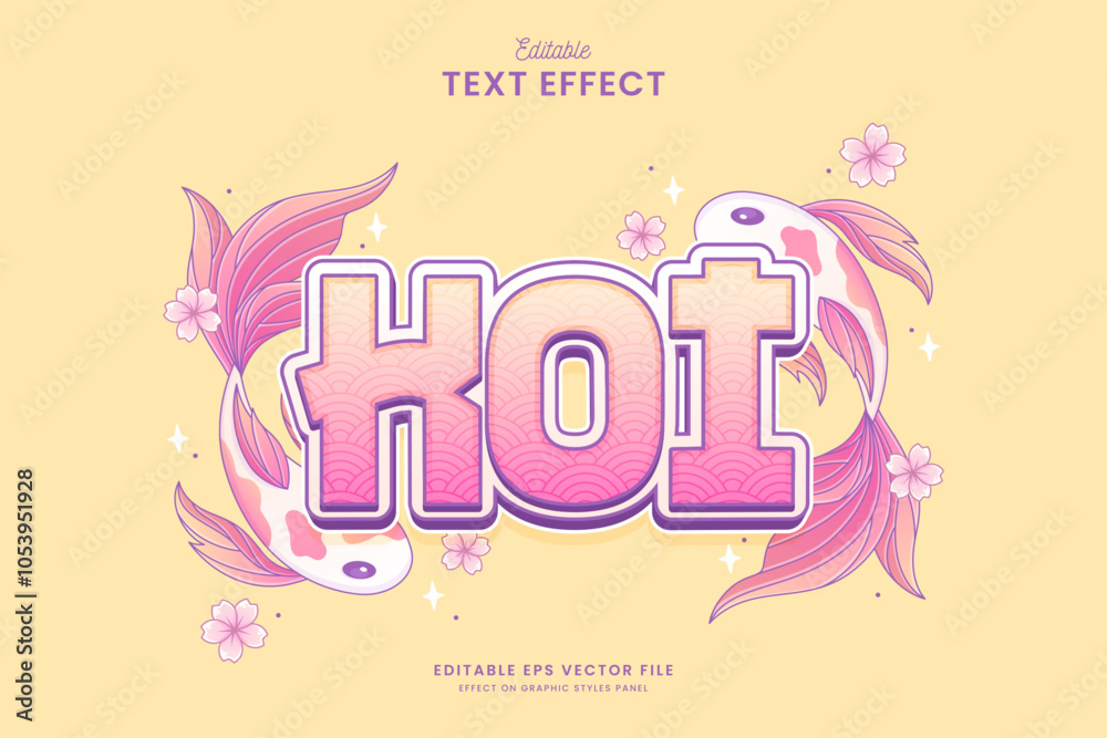 Naklejka premium decorative koi fish editable text effect design