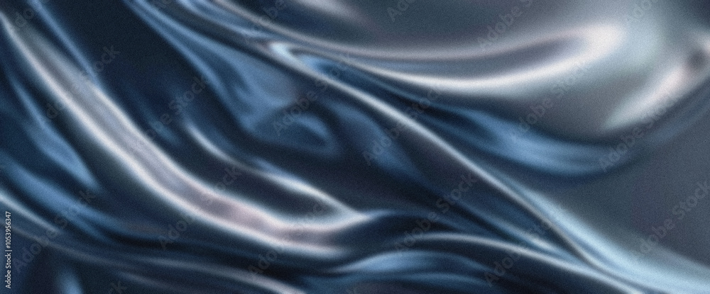 Obraz premium Silky Metallic Waves in Abstract Gradient Blue