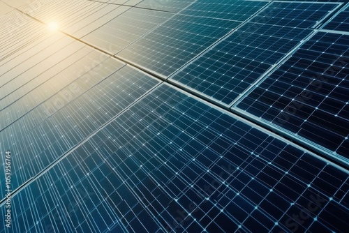 Solar Panels Under Bright Sunlight