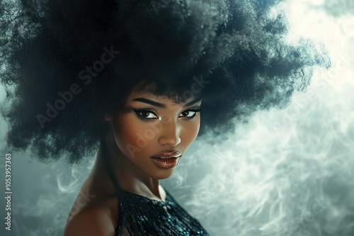 Stunning Portrait of Woman with Voluminous Hair