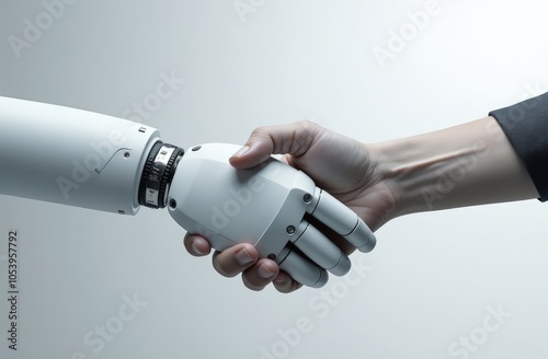robot and human handshake photo