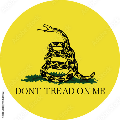 Circle shaped US historical insignia of GADSDEN FLAG