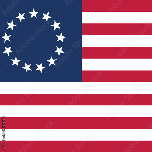 Square shaped US historical insignia of BETSY ROSS FLAG