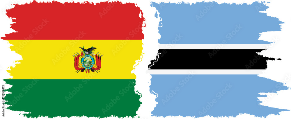 Obraz premium Botswana and Bolivia grunge flags connection, vector