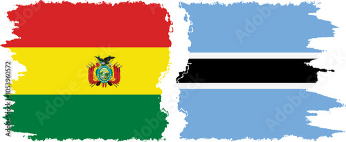 Botswana and Bolivia grunge flags connection, vector