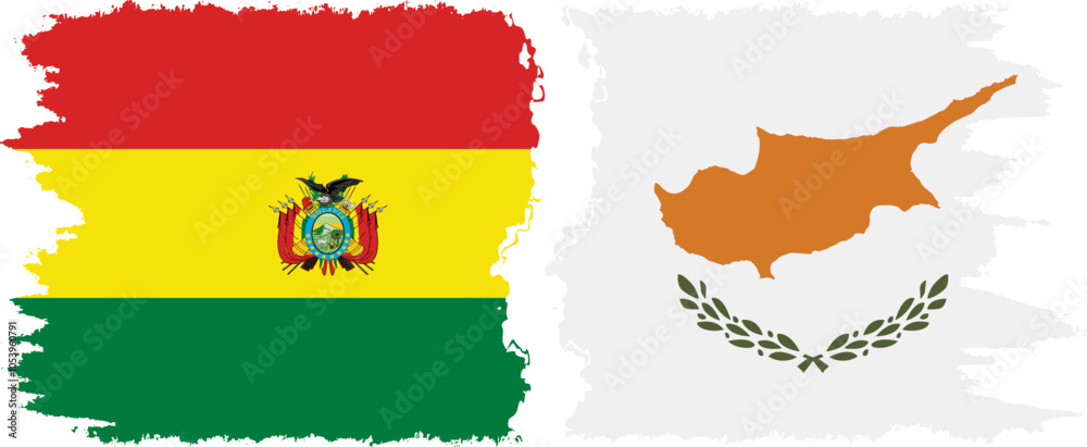 Obraz premium Cyprus and Bolivia grunge flags connection, vector