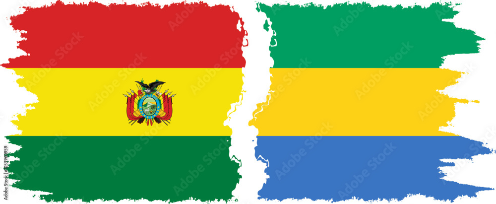 Obraz premium Gabon and Bolivia grunge flags connection, vector